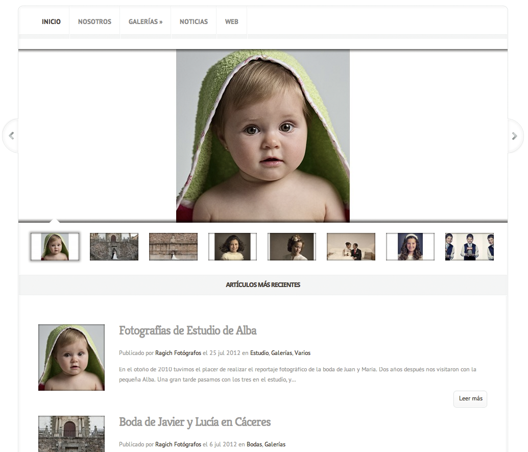 Pantalla blog Ragich Fotógrafos Cáceres